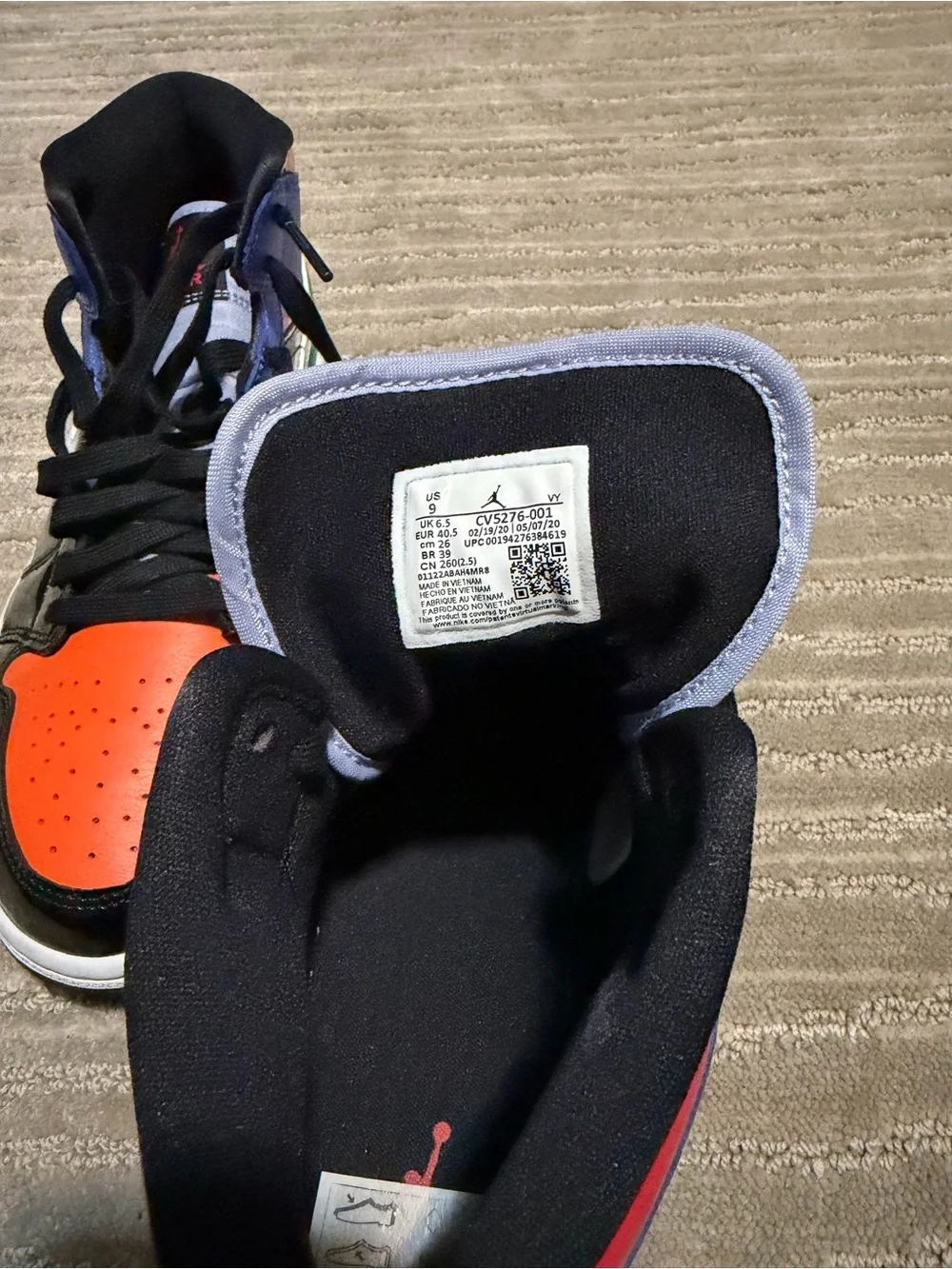 Jordan Men's High-Top Sneakers in Black, Orange and Blue